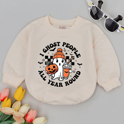 I Ghost People All Year Romper Cute Halloween Ghost Baby Outfit Pumpkin Bodysuit Fall Clothes Spooky Infant Costume Newborn Gift Fun 1st Boo Season (139 chars)