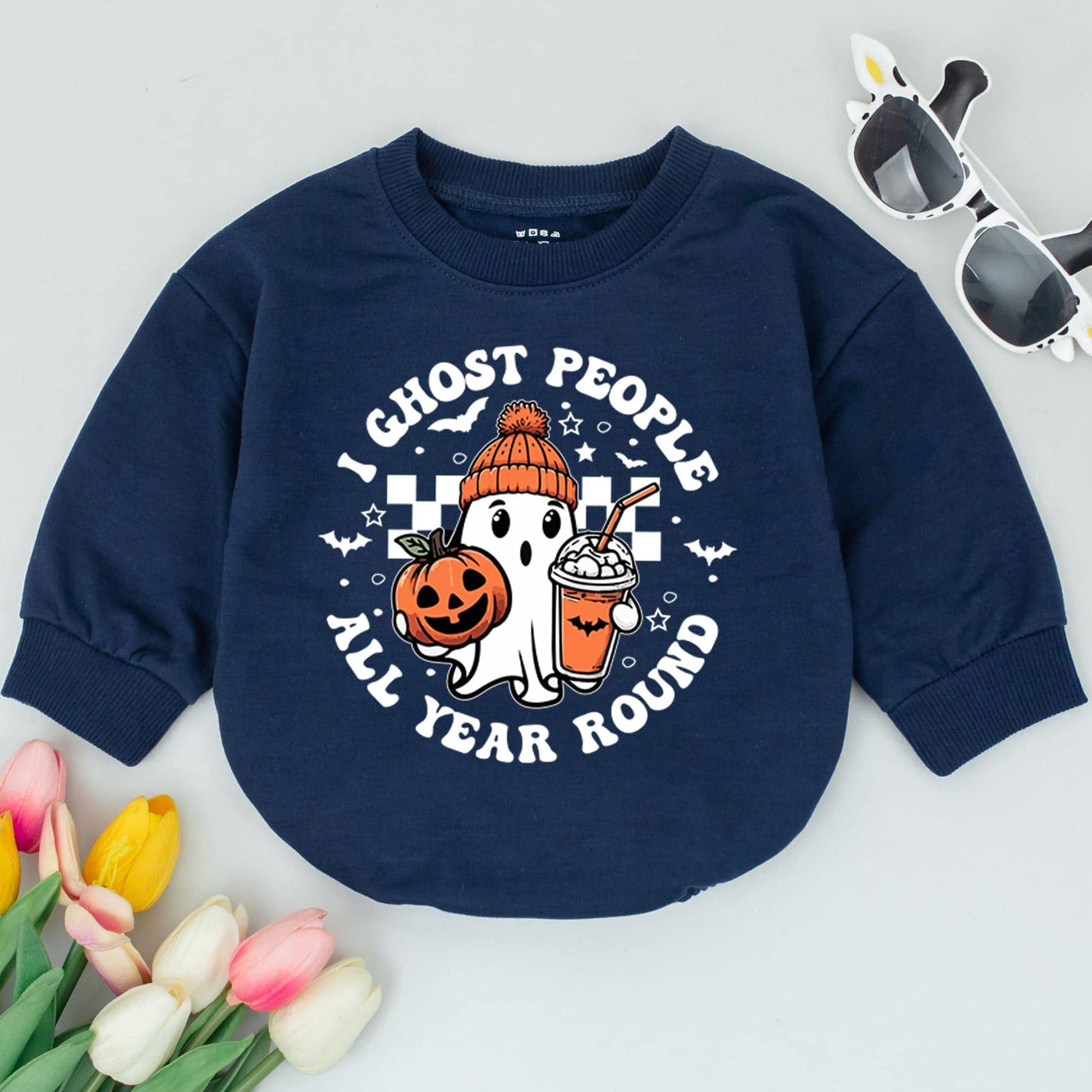 I Ghost People All Year Romper Cute Halloween Ghost Baby Outfit Pumpkin Bodysuit Fall Clothes Spooky Infant Costume Newborn Gift Fun 1st Boo Season (139 chars)