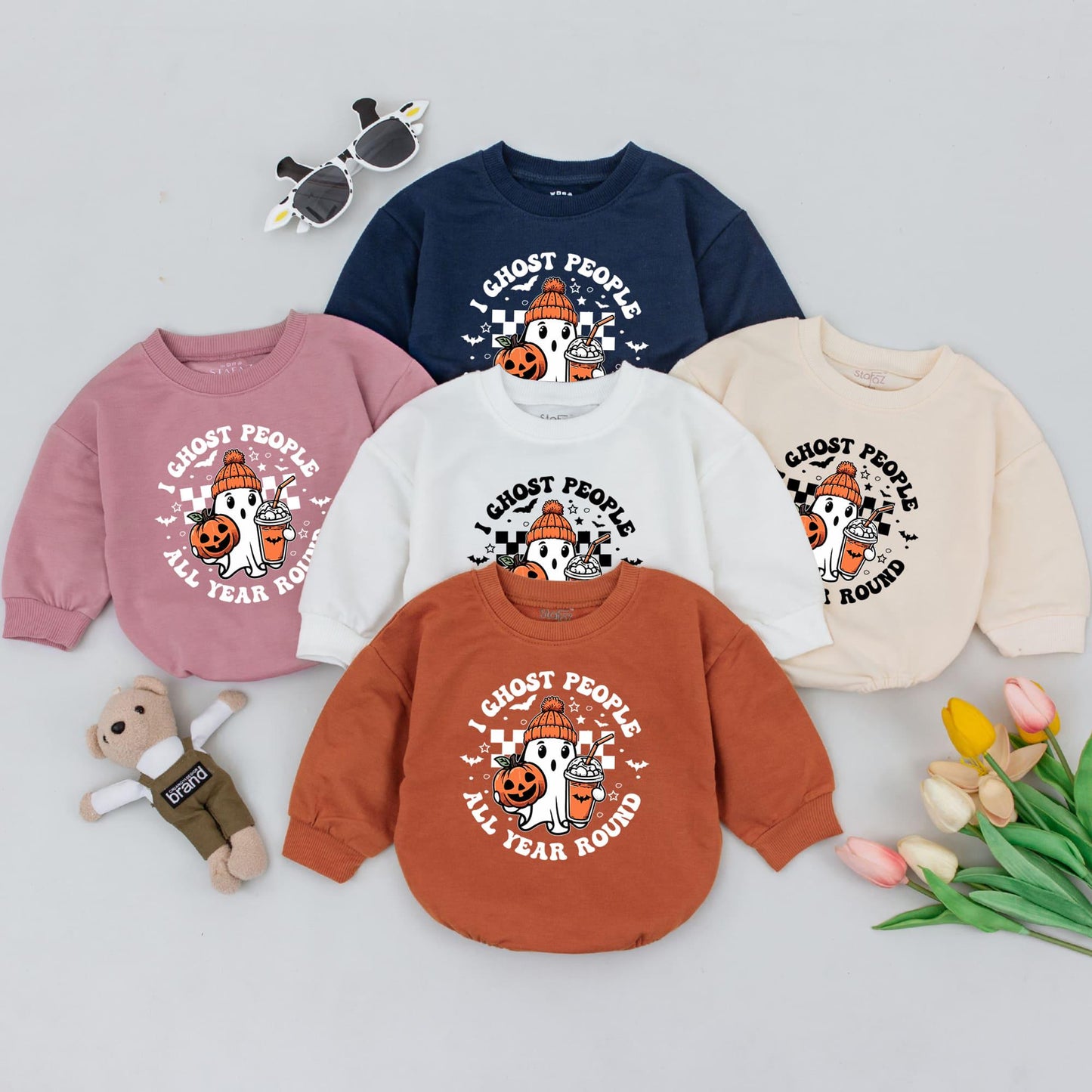 I Ghost People All Year Romper Cute Halloween Ghost Baby Outfit Pumpkin Bodysuit Fall Clothes Spooky Infant Costume Newborn Gift Fun 1st Boo Season (139 chars)