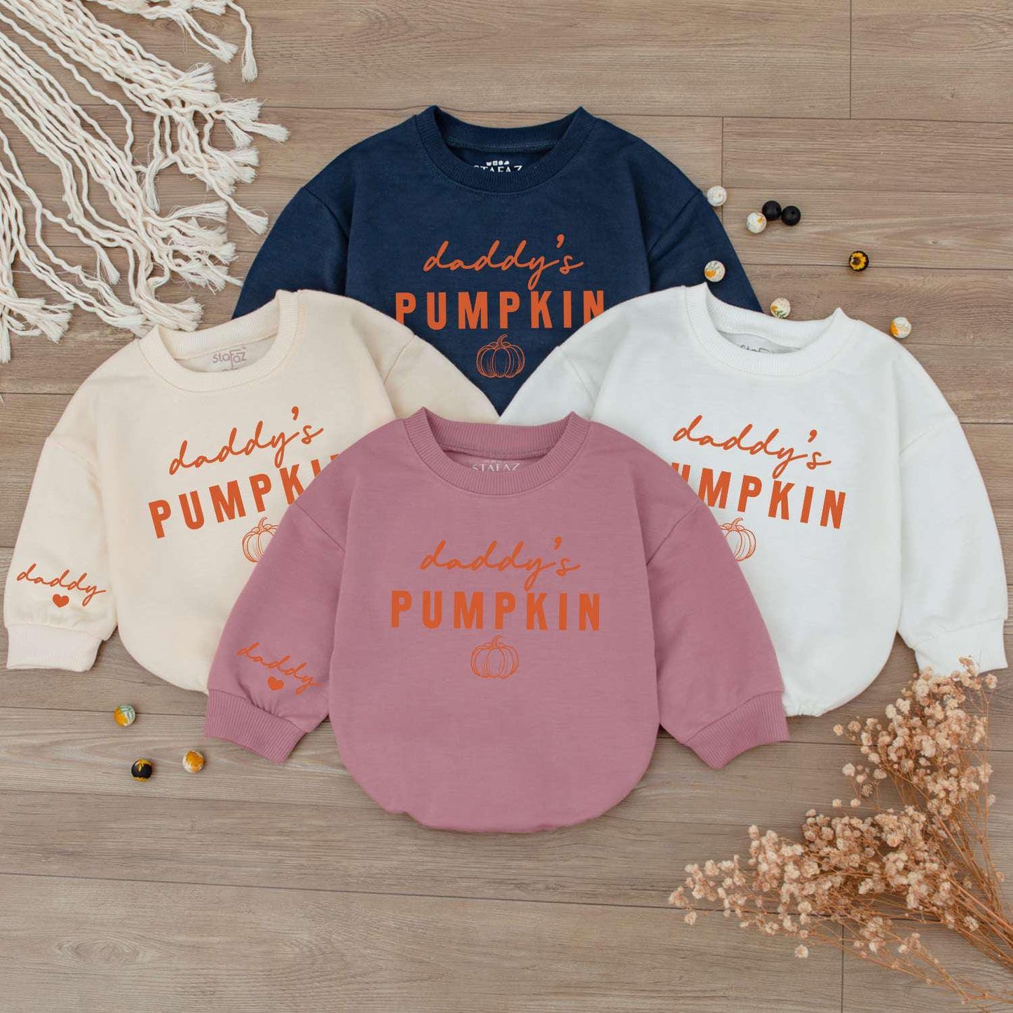 Pumpkin Baby Romper, Personalized 1st Halloween Outfit, Daddy's Sweater