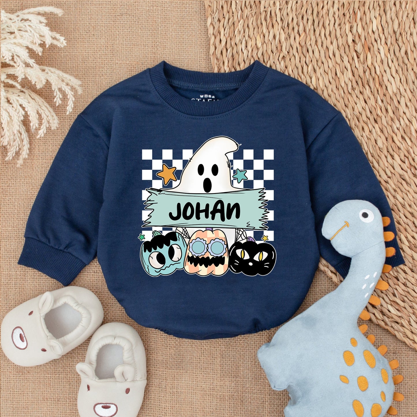 Personalized Cute Ghost Romper - First Halloween Baby Outfit Gift  