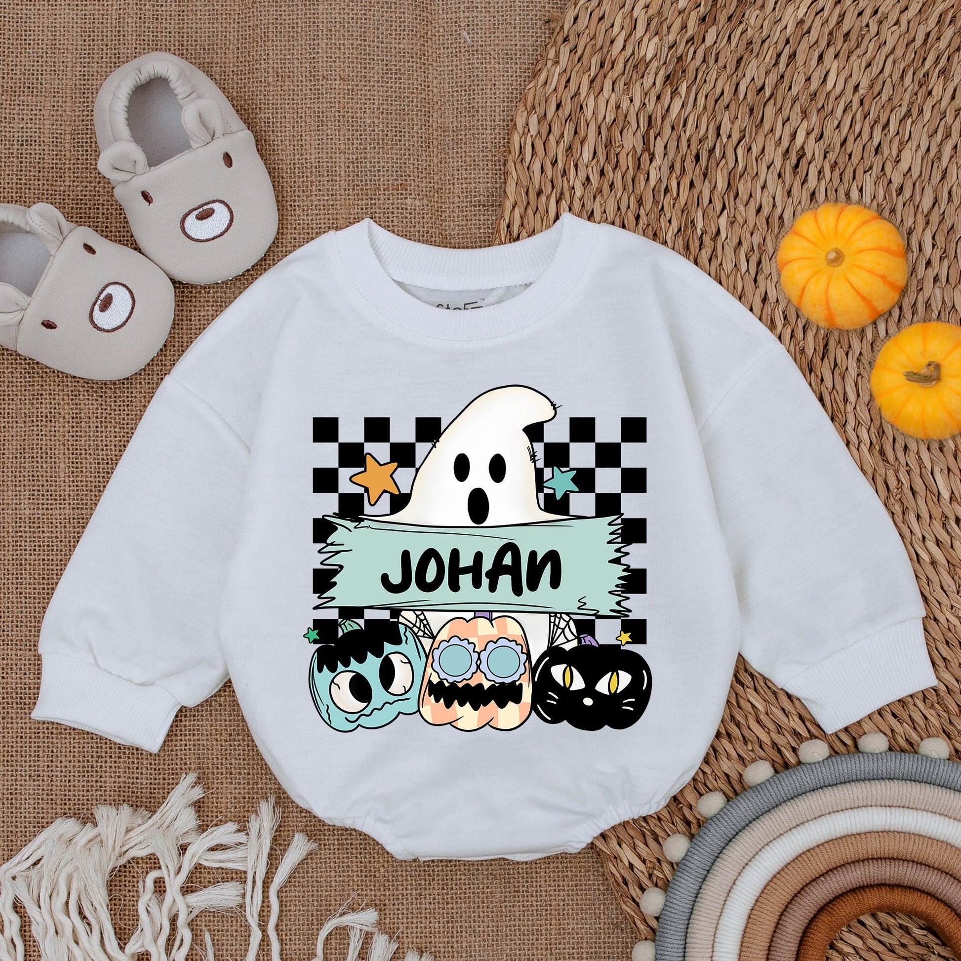 Personalized Cute Ghost Romper - First Halloween Baby Outfit Gift  