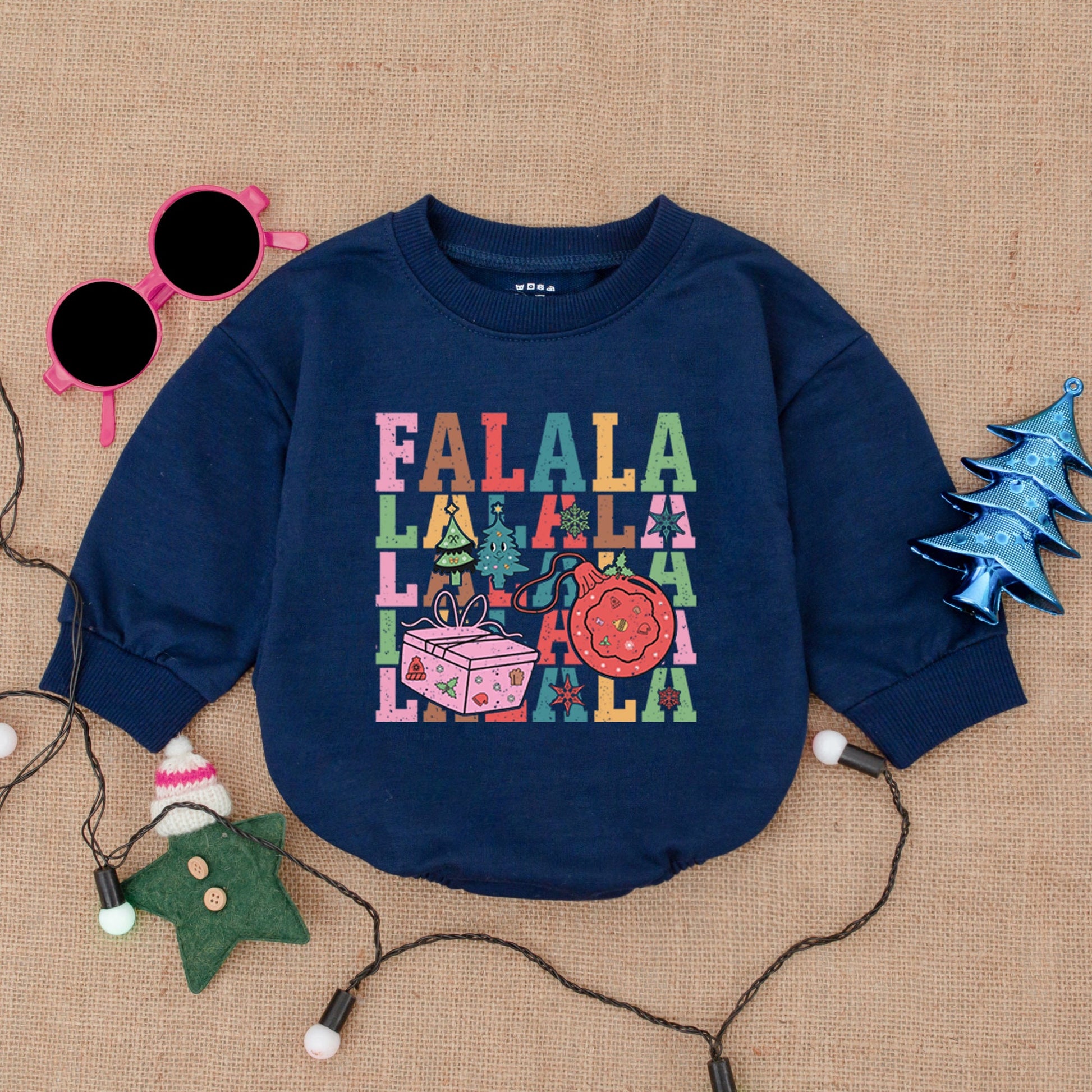 Retro Xmas Baby Bodysuit Romper, Santa Christmas Infant Outfit Gift