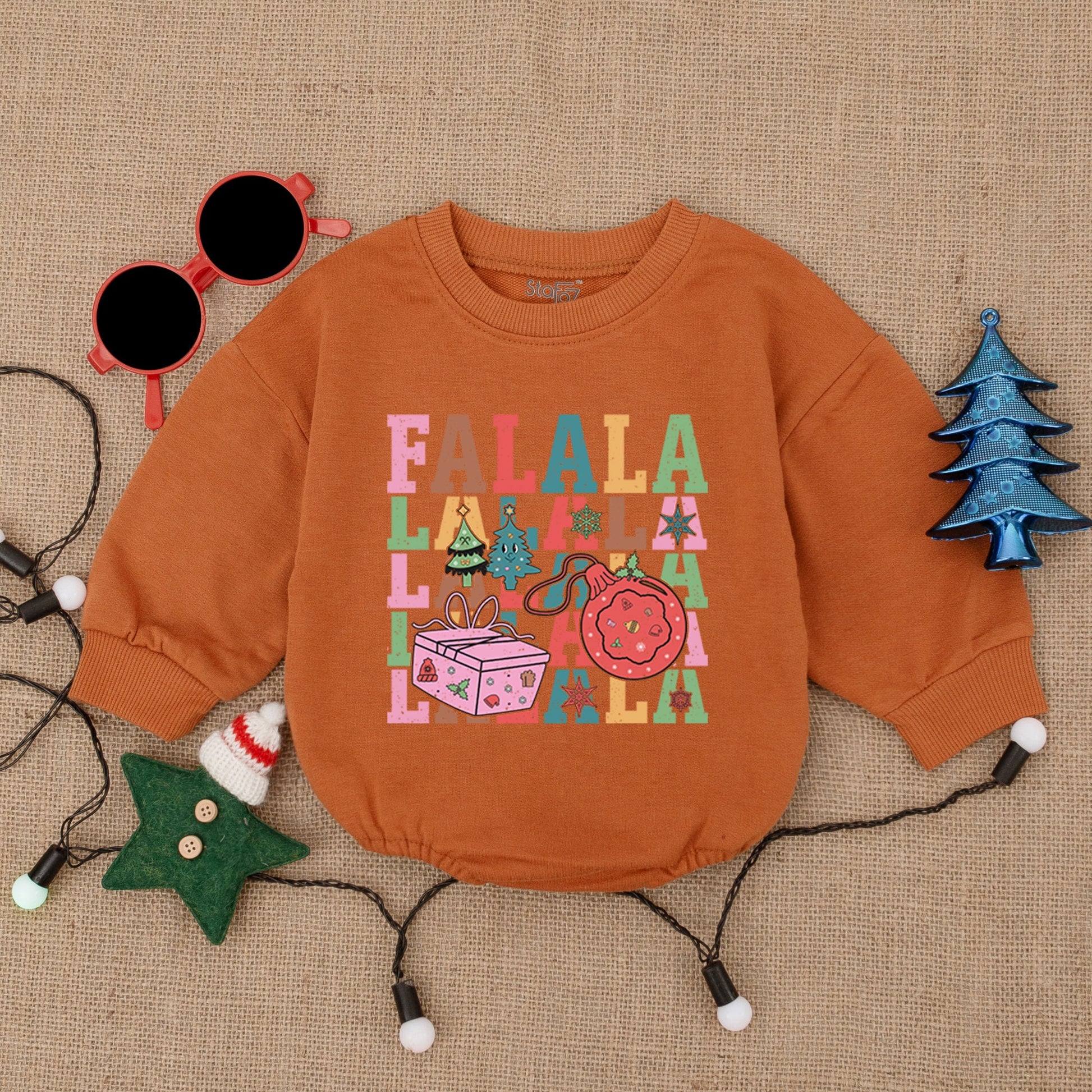 Retro Xmas Baby Bodysuit Romper, Santa Christmas Infant Outfit Gift