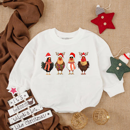 First Christmas Chickens Baby Romper - Cozy Holiday Bodysuit Gift