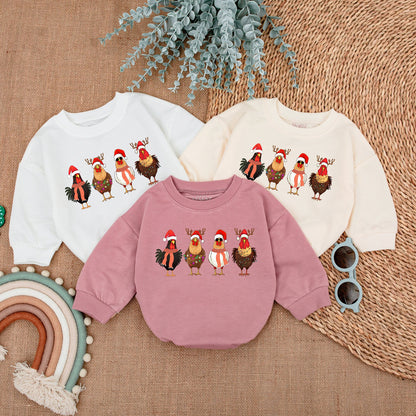 First Christmas Chickens Baby Romper - Cozy Holiday Bodysuit Gift