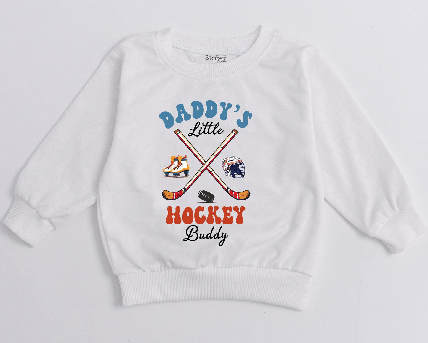 Daddy's Little Hockey Buddy Sweatshirt Retro Future Hockey Player Gift For Dad Baby Boy Outfit Game Day