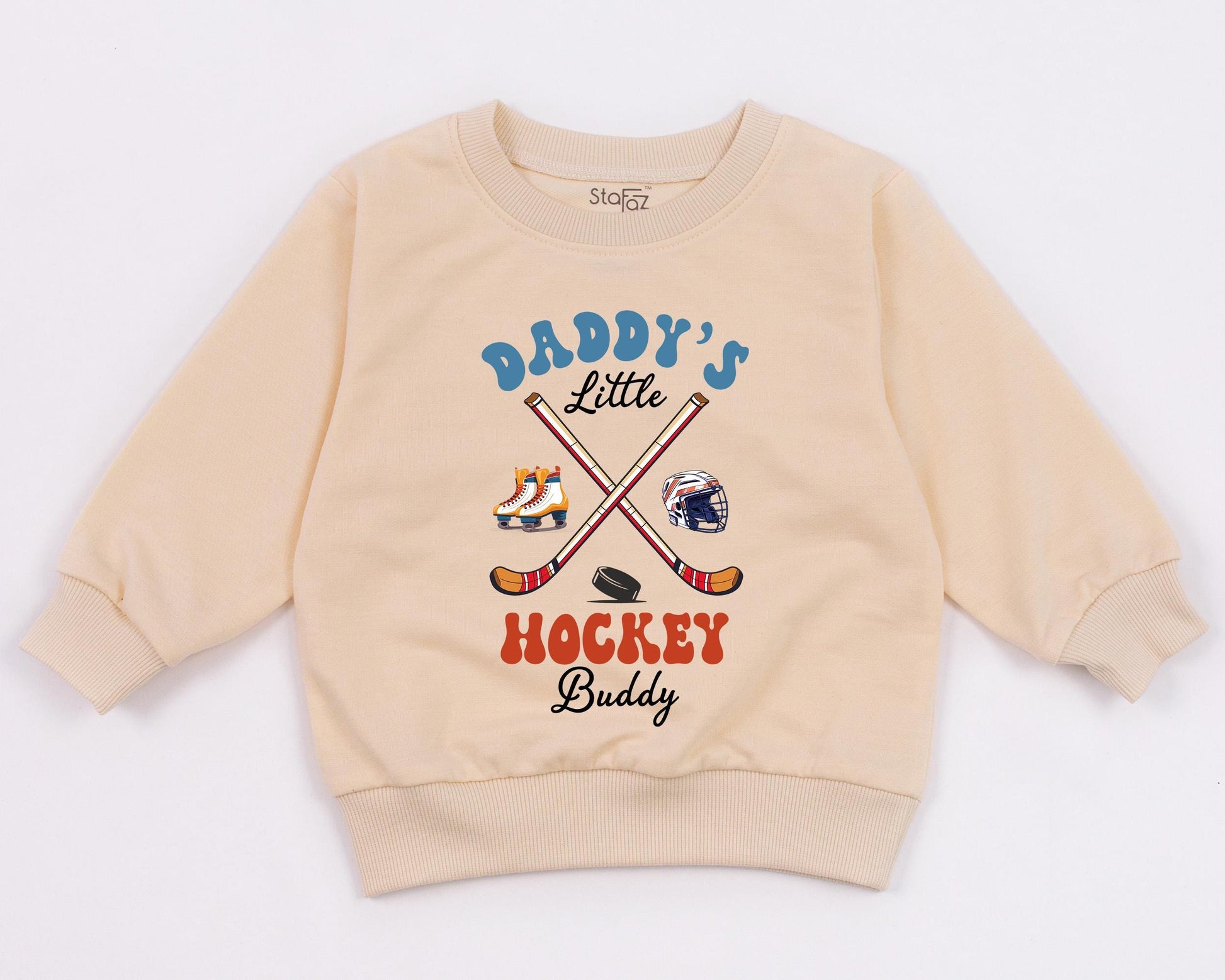 Daddy's Little Hockey Buddy Sweatshirt Retro Future Hockey Player Gift For Dad Baby Boy Outfit Game Day