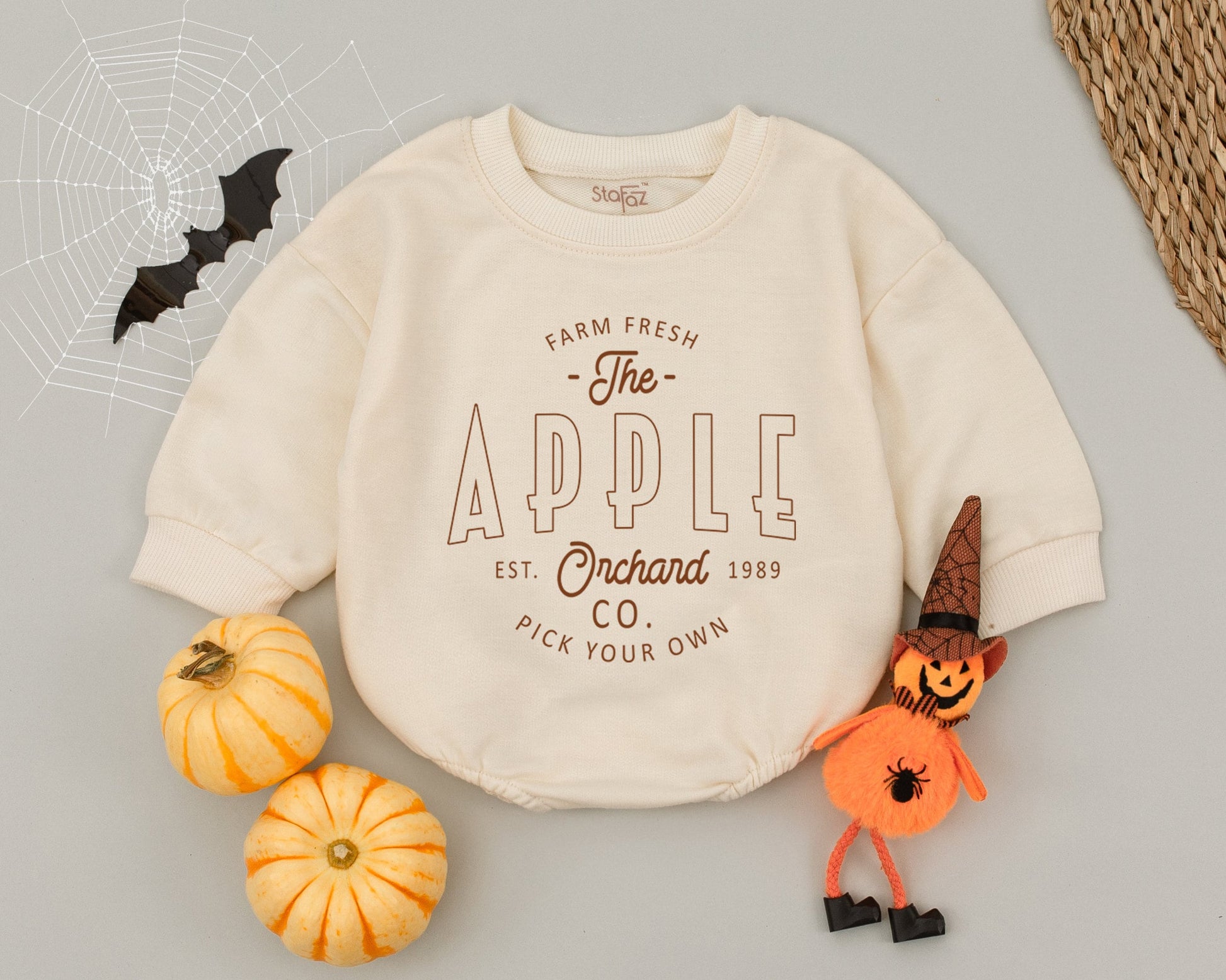 Retro Boho Apple Orchard Romper for Baby - Perfect Fall Outfit  
