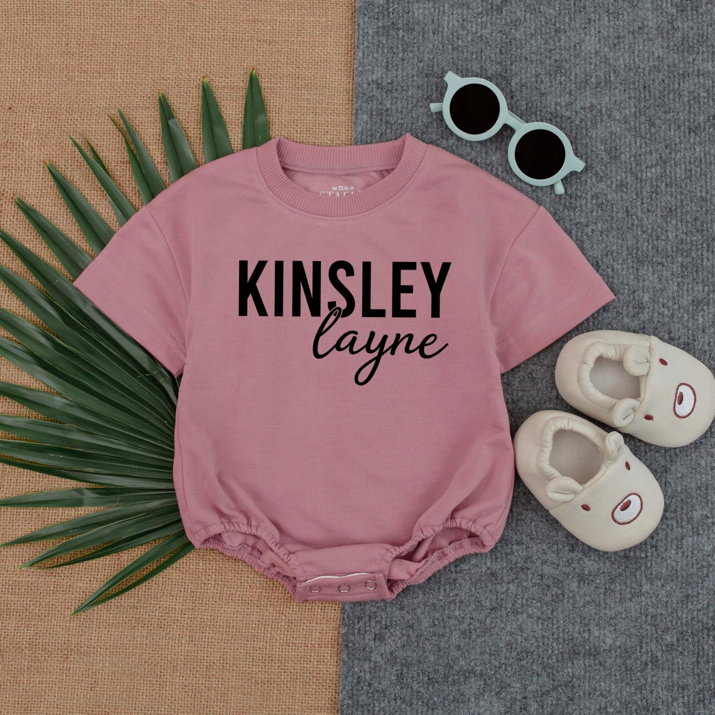 Custom Name Baby Romper Personalized Bubble Bodysuit for Baby Shower Birthday Christmas Gift Minimalist Style