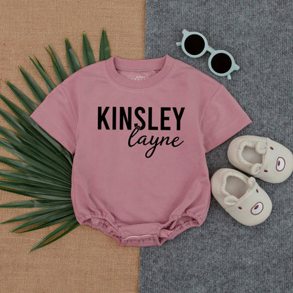 Custom Name Baby Romper Personalized Bubble Bodysuit for Baby Shower Birthday Christmas Gift Minimalist Style