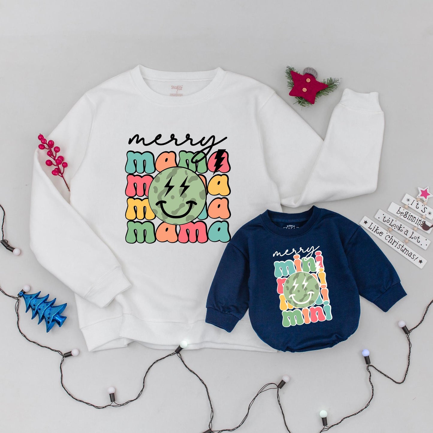 Matching Family Christmas Sweaters: Merry Mama & Mini Collection