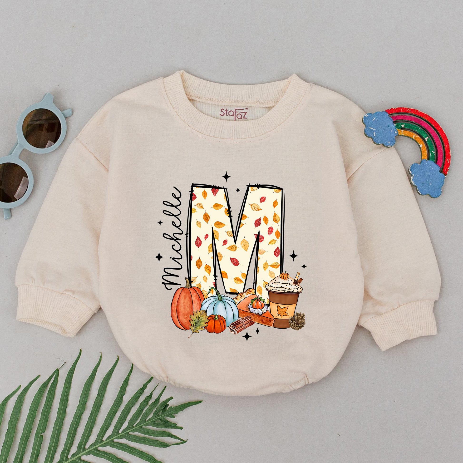 Custom Name Thanksgiving Romper, 1st Bday Outfit, Pumpkin Spice Gift