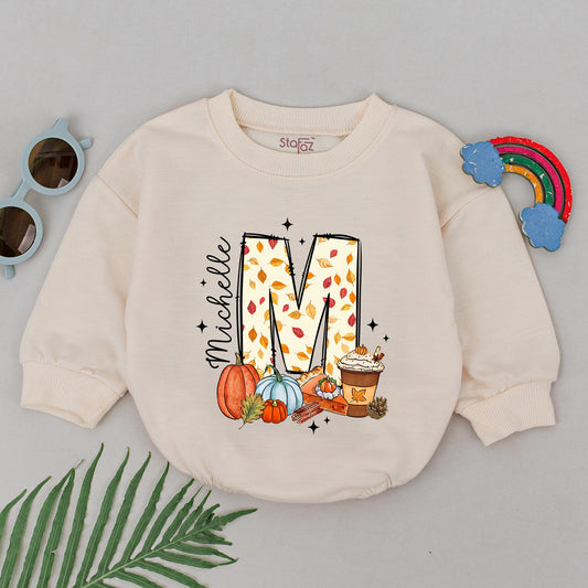 Custom Name Thanksgiving Romper, 1st Bday Outfit, Pumpkin Spice Gift