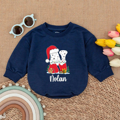 Personalized First Christmas Romper, Baby Bodysuit, Winter Outfit