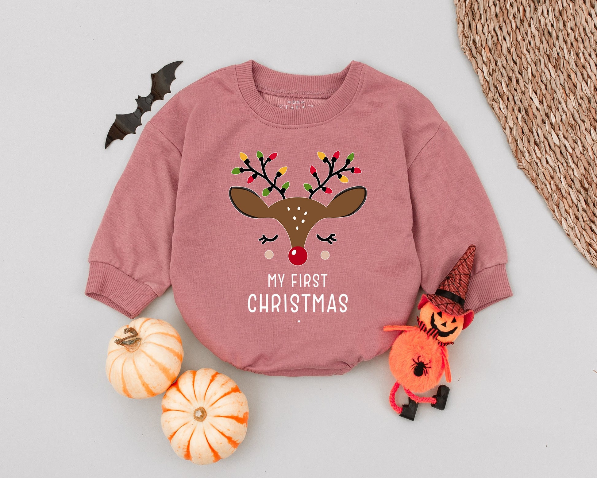 Christmas Reindeer Baby Romper - Festive Newborn Outfit, Long Sleeve