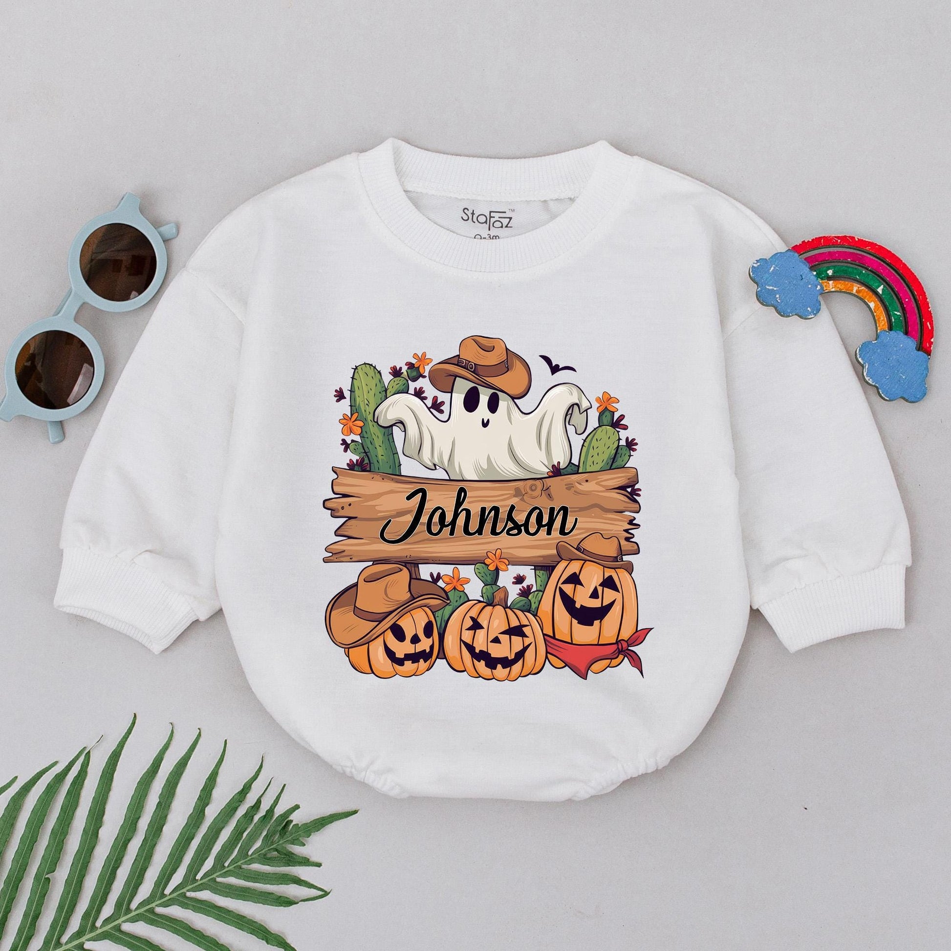 Spooky Newborn Halloween Romper, Personalized First Baby Outfit Gift