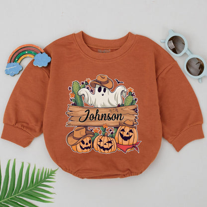 Spooky Newborn Halloween Romper, Personalized First Baby Outfit Gift