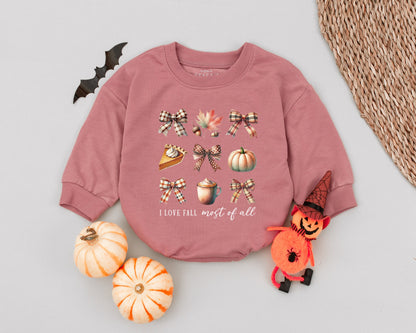 Autumn Newborn Romper, Pumpkin Pie Bow, Cute Fall Baby Outfit