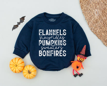 Cozy Autumn Baby Romper: Flannels, Hayrides, Pumpkins & More