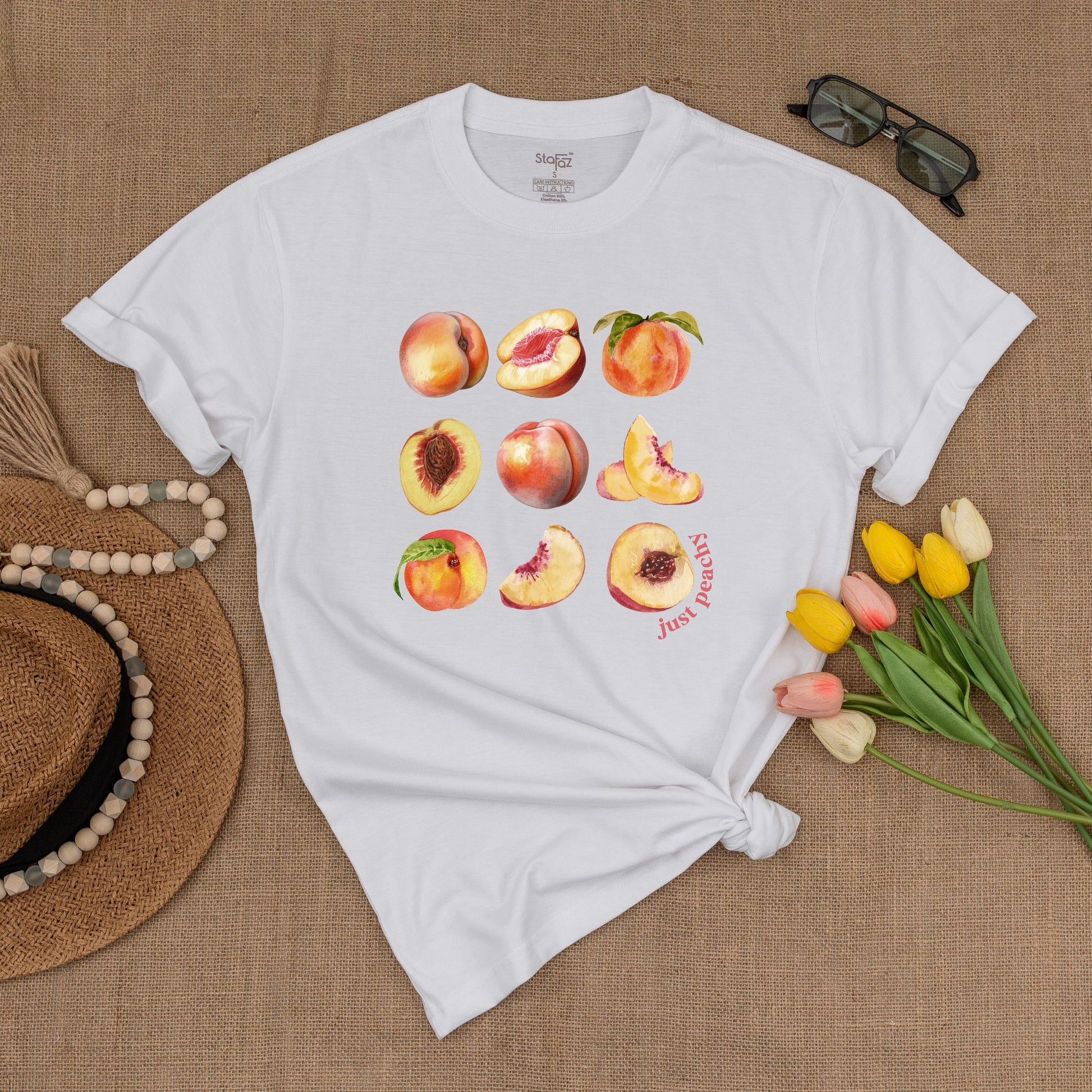 Peach Vintage Graphic T-Shirt, Y2K Boho Unisex Summer Tee