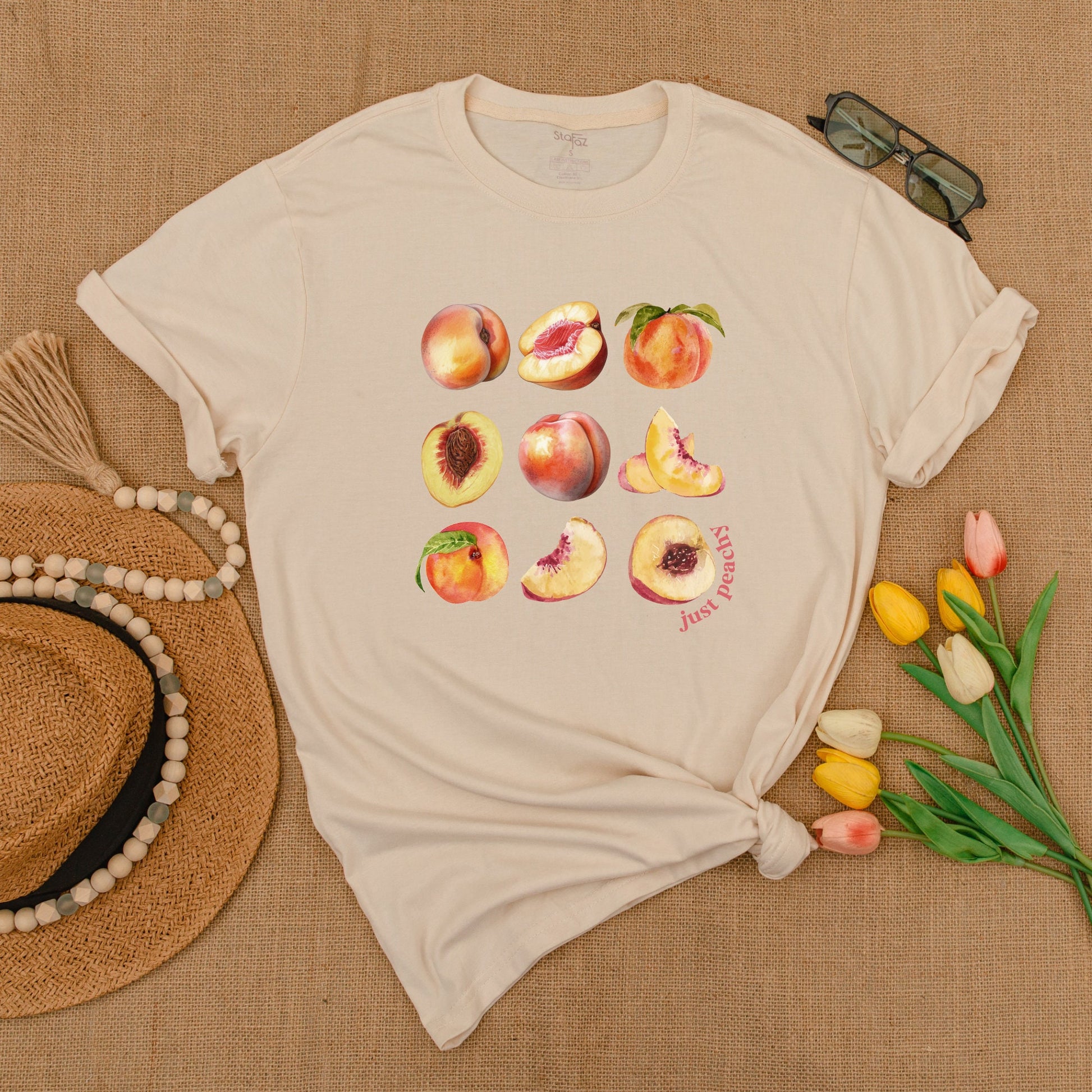 Peach Vintage Graphic T-Shirt, Y2K Boho Unisex Summer Tee