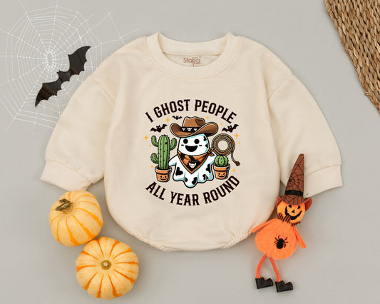 Ghostly Cowboy Baby Romper - Fun Halloween Outfit for Spooky Season