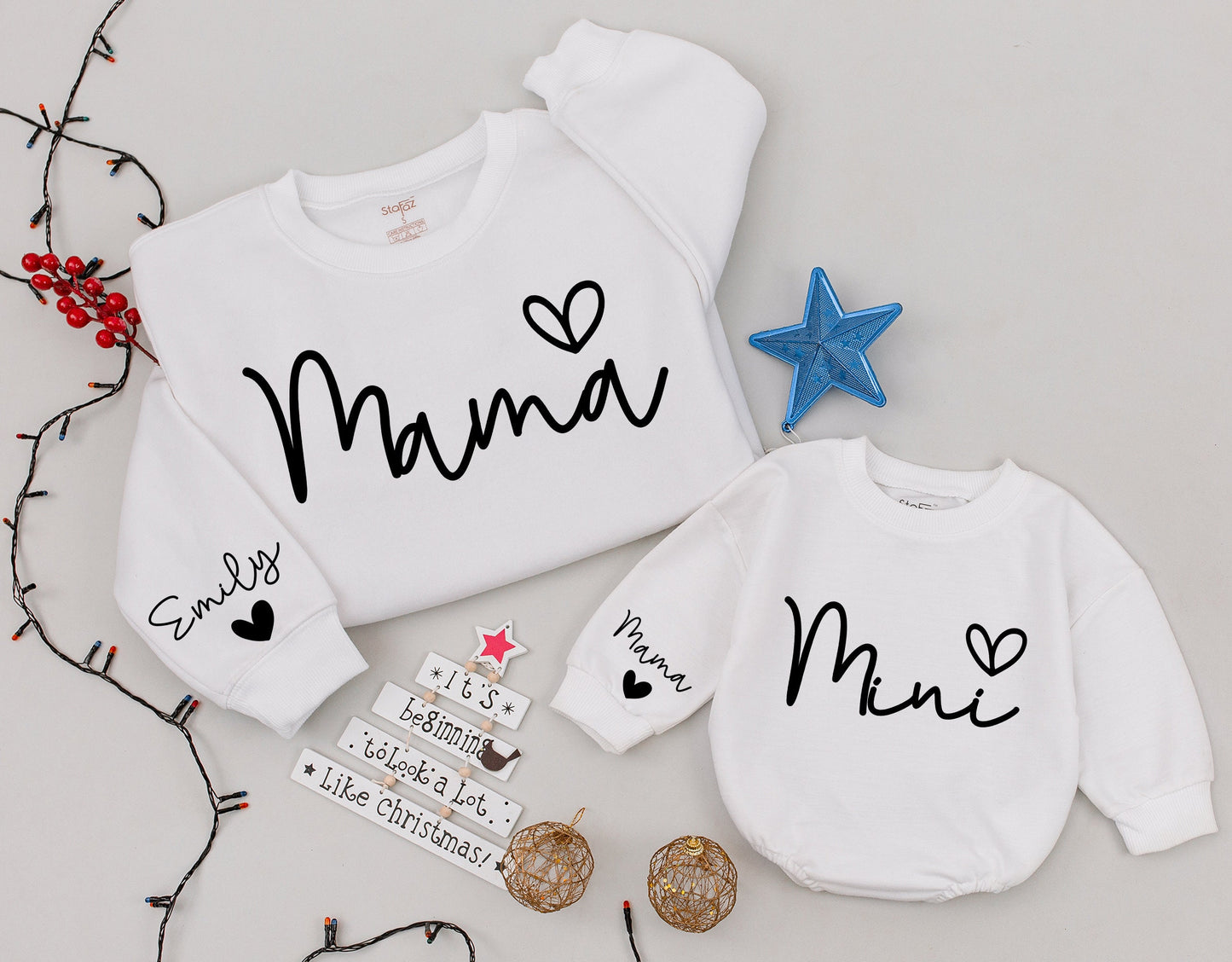 Matching Mom and Baby Sweatshirt Set, Christmas Family Outfit Gift