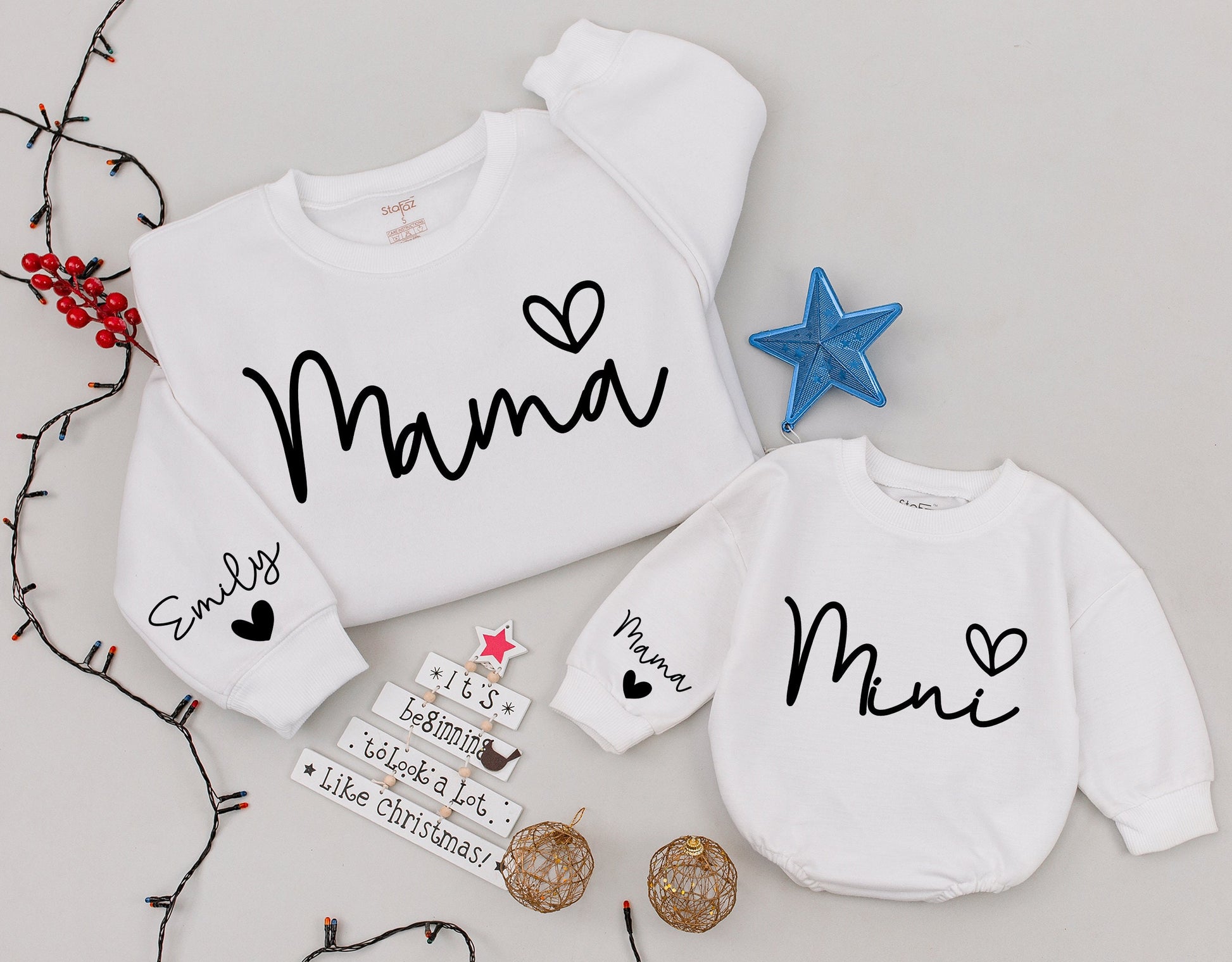 Matching Mom and Baby Sweatshirt Set, Christmas Family Outfit Gift