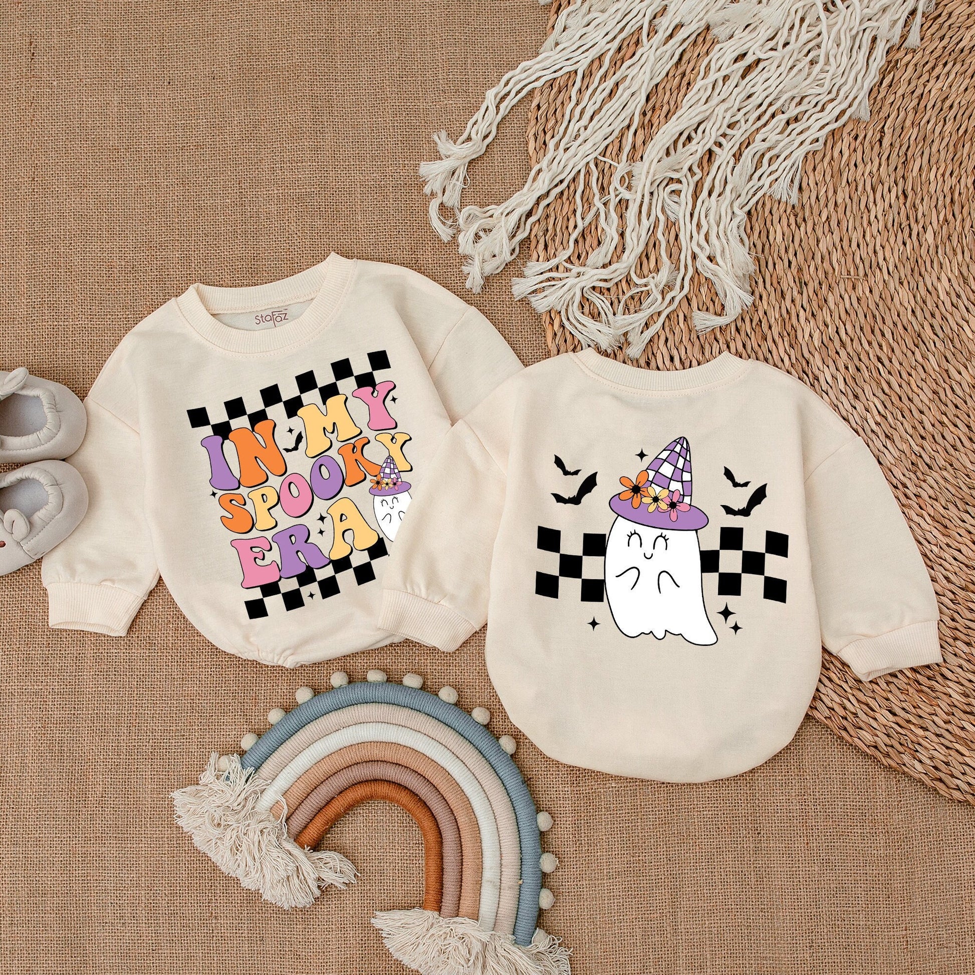 Retro Ghost Baby Romper: Cute First Halloween Outfit for Infants