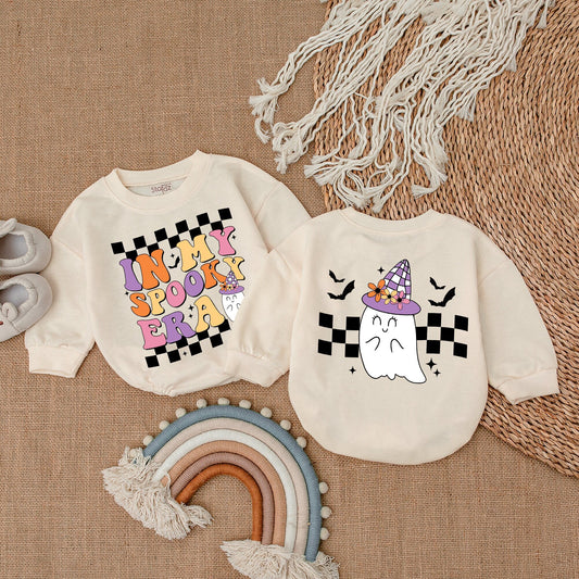 Retro Ghost Baby Romper: Cute First Halloween Outfit for Infants