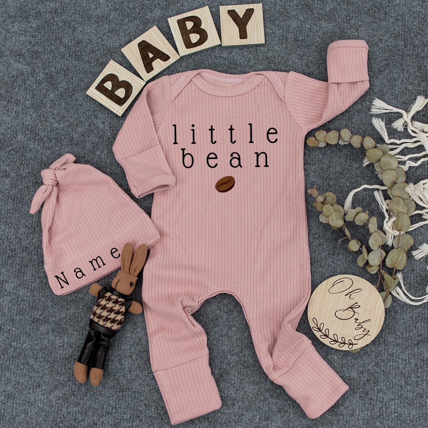 Personalized Little Bean Bodysuit - New Baby Clothes for Coffee Lovers & Newborn Gift, Coming Home Outfit, Gender Neutral Baby Boy or Girl