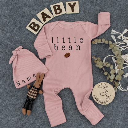 Personalized Little Bean Bodysuit - New Baby Clothes for Coffee Lovers & Newborn Gift, Coming Home Outfit, Gender Neutral Baby Boy or Girl