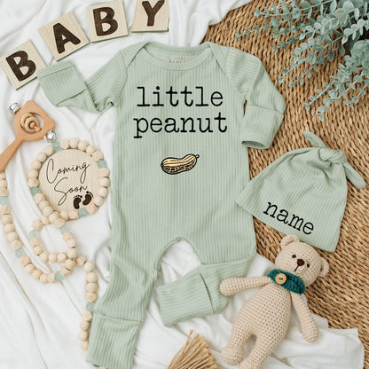 Peanut Baby Bodysuit & Hat Set, Personalized Newborn Keepsake Gift
