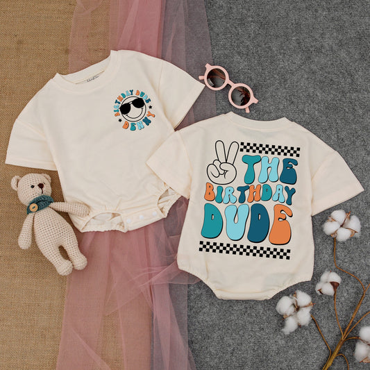 First Birthday Boy Romper – Customizable Smiley Face Outfit Gift