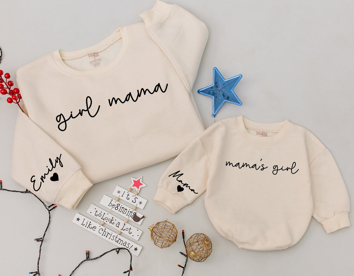 Matching Mama and Mini Sweatshirts: Custom Baby Romper Christmas Gift