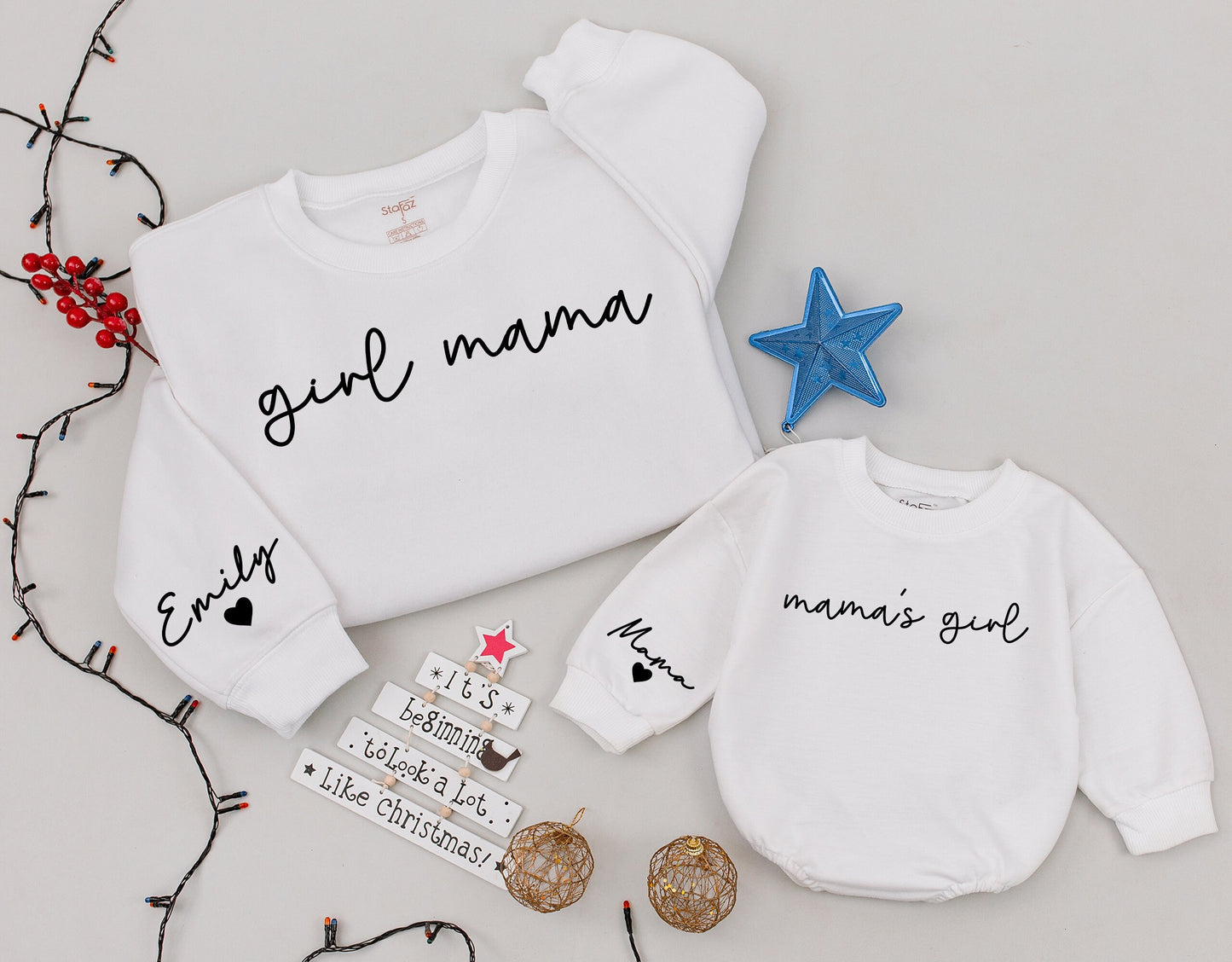 Matching Mama and Mini Sweatshirts: Custom Baby Romper Christmas Gift