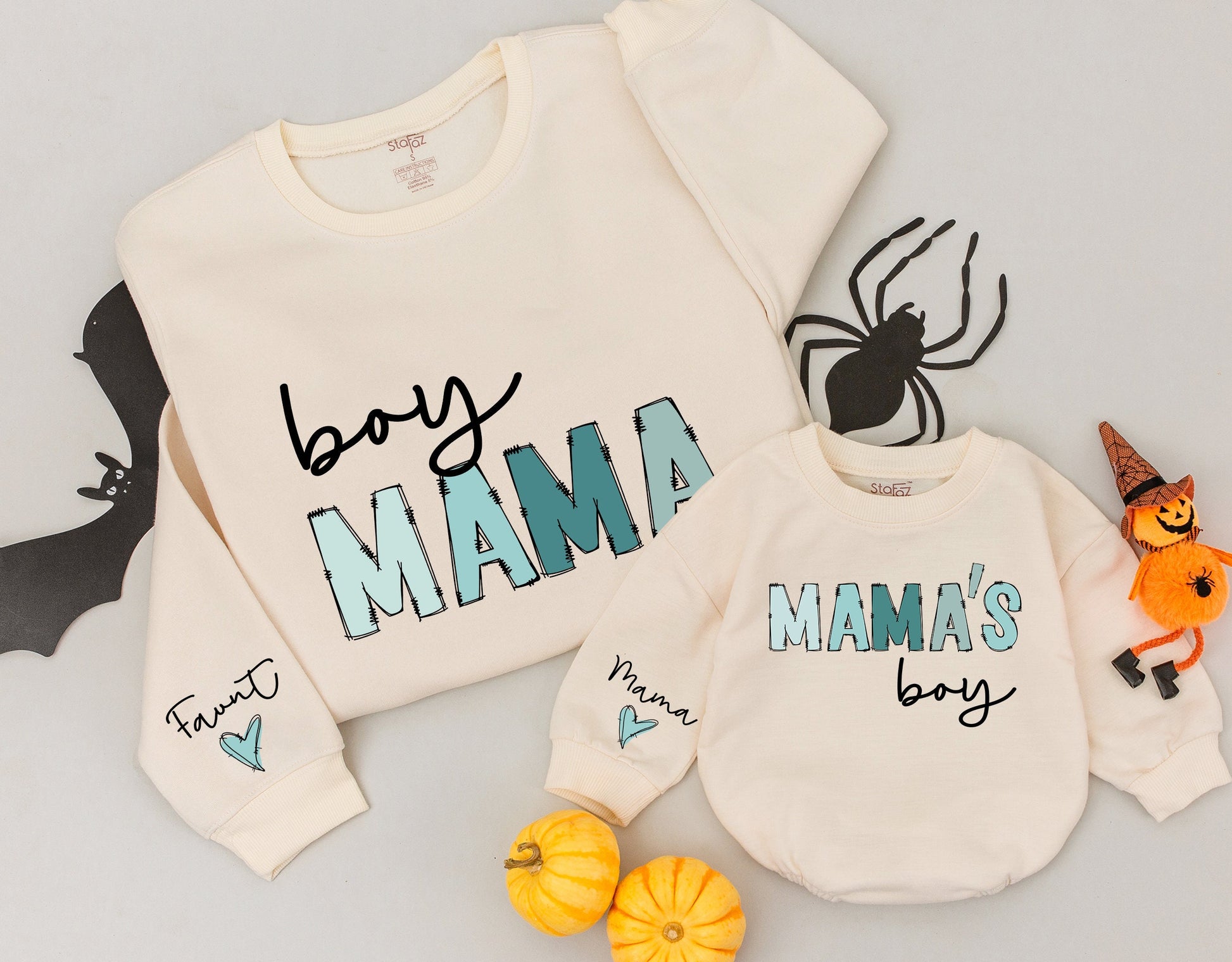 Custom Boy Mama & Mama's Boy Matching Sweatshirt Set for Mom and Baby Cozy Holiday Gift for Her Newborn Outfit