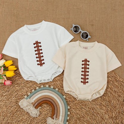 Personalized Football Baby Romper: Custom Name & Number Game Day Bodysuit for Baby Boy or Girl, Football Baby Shower Gift