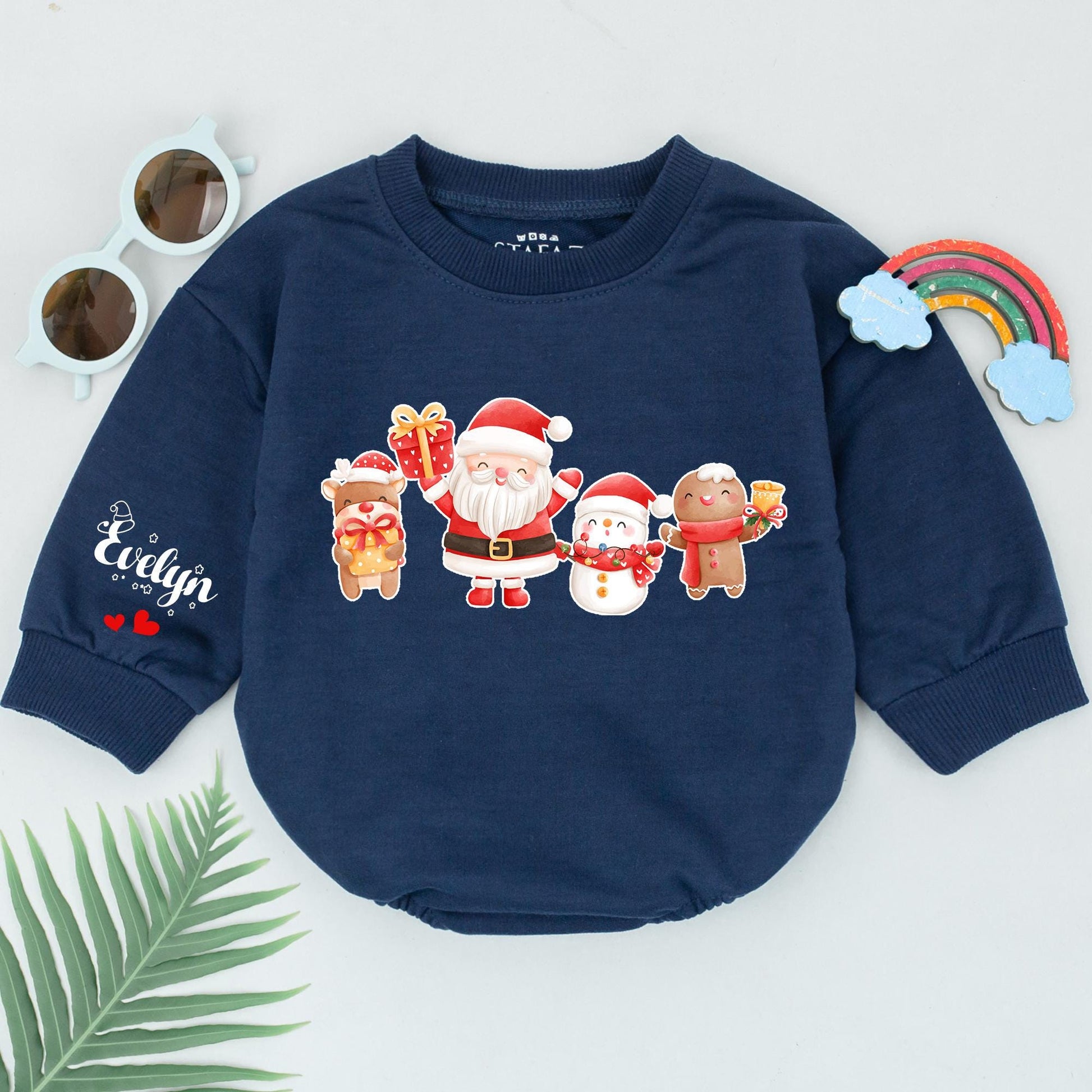 Festive Baby Romper: Personalized 1st Xmas Outfit for Boys & Girls