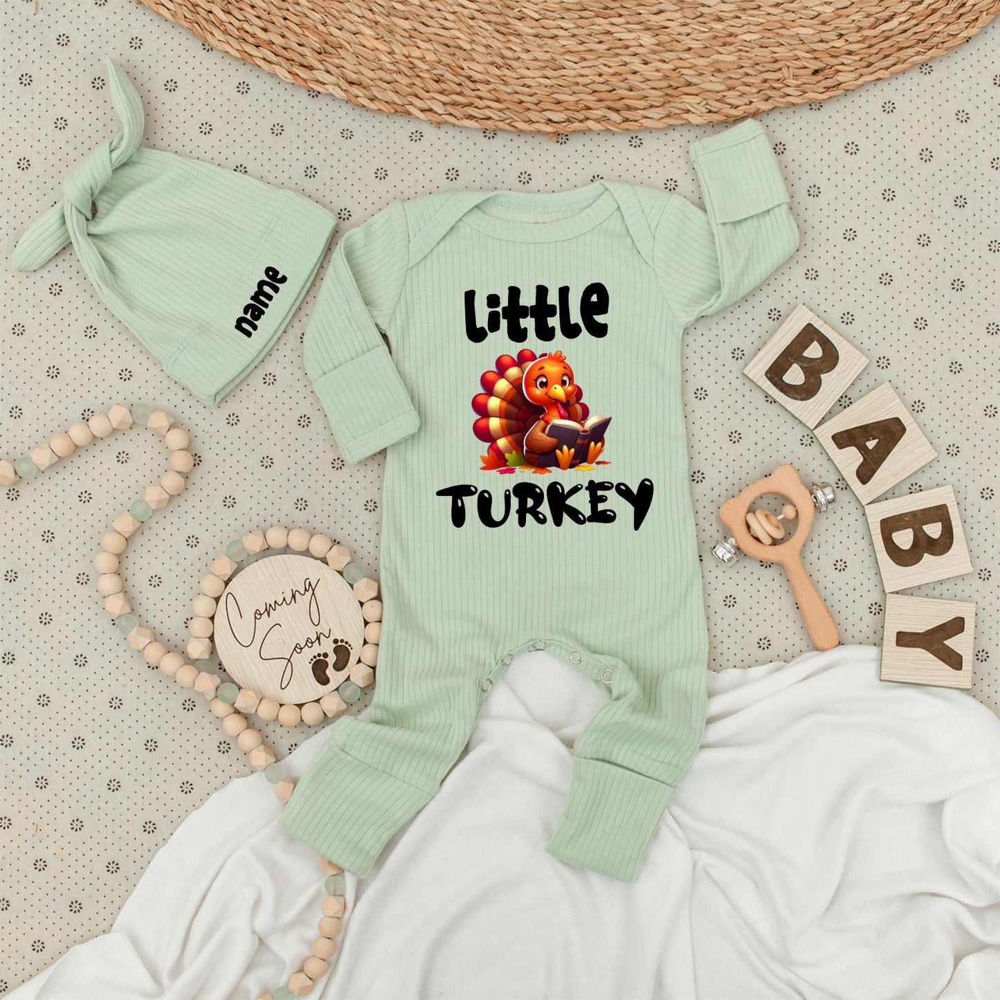 Little Turkey Thanksgiving Bodysuit Set: My First Thanksgiving Outfit with Cartoon Turkey Reading a Book, Autumn Gender Reveal, Fall Baby Shower Clothes, Pumpkin 139
