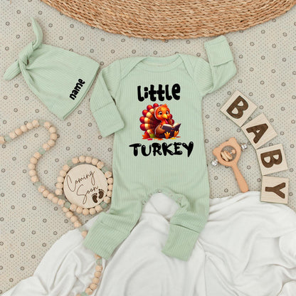 Little Turkey Thanksgiving Bodysuit Set: My First Thanksgiving Outfit with Cartoon Turkey Reading a Book, Autumn Gender Reveal, Fall Baby Shower Clothes, Pumpkin 139
