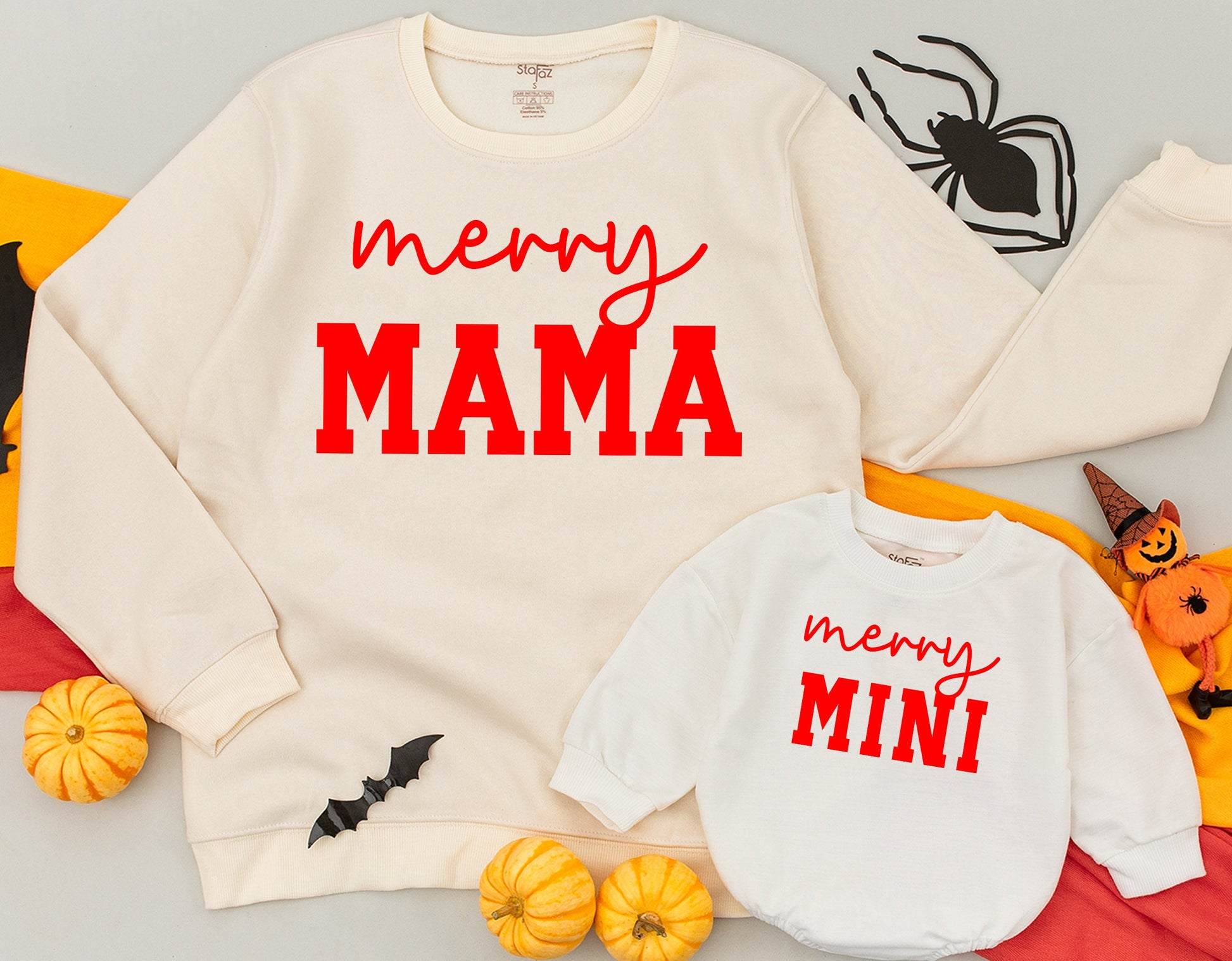 Matching Family Christmas Sweatshirts: Merry Mama & Mini Festive Set