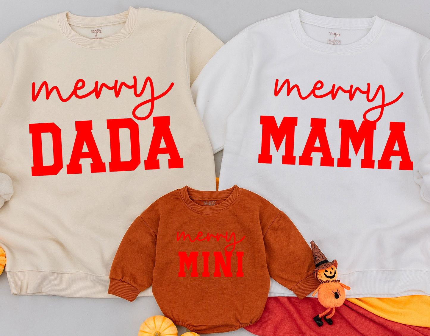 Matching Family Christmas Sweatshirts: Merry Mama & Mini Festive Set