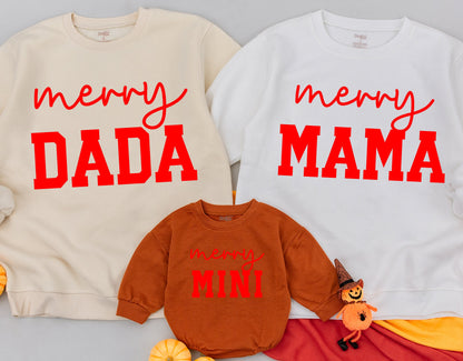 Matching Family Christmas Sweatshirts: Merry Mama & Mini Festive Set