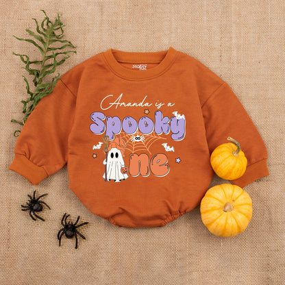 Personalized Cute Ghost Halloween Romper, Pumpkin Baby Outfit