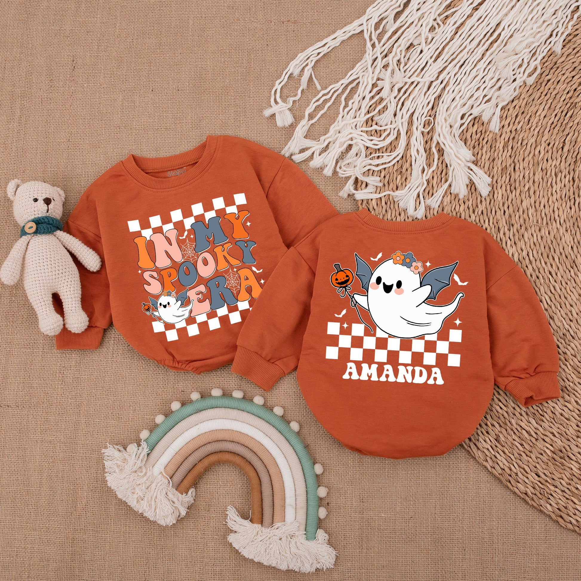 Retro Ghost Halloween Baby Romper - Cute First Halloween Outfit  