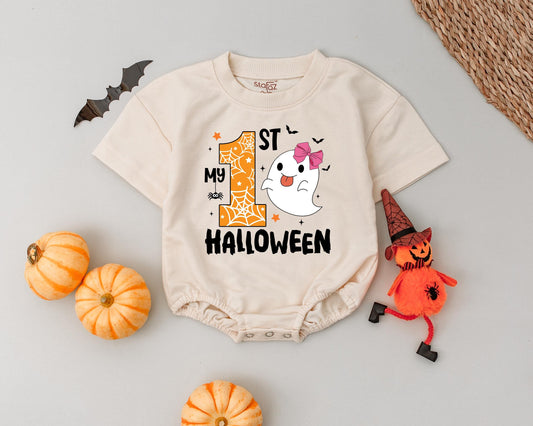 Personalized My First Halloween Outfit - Newborn Baby Girl Romper