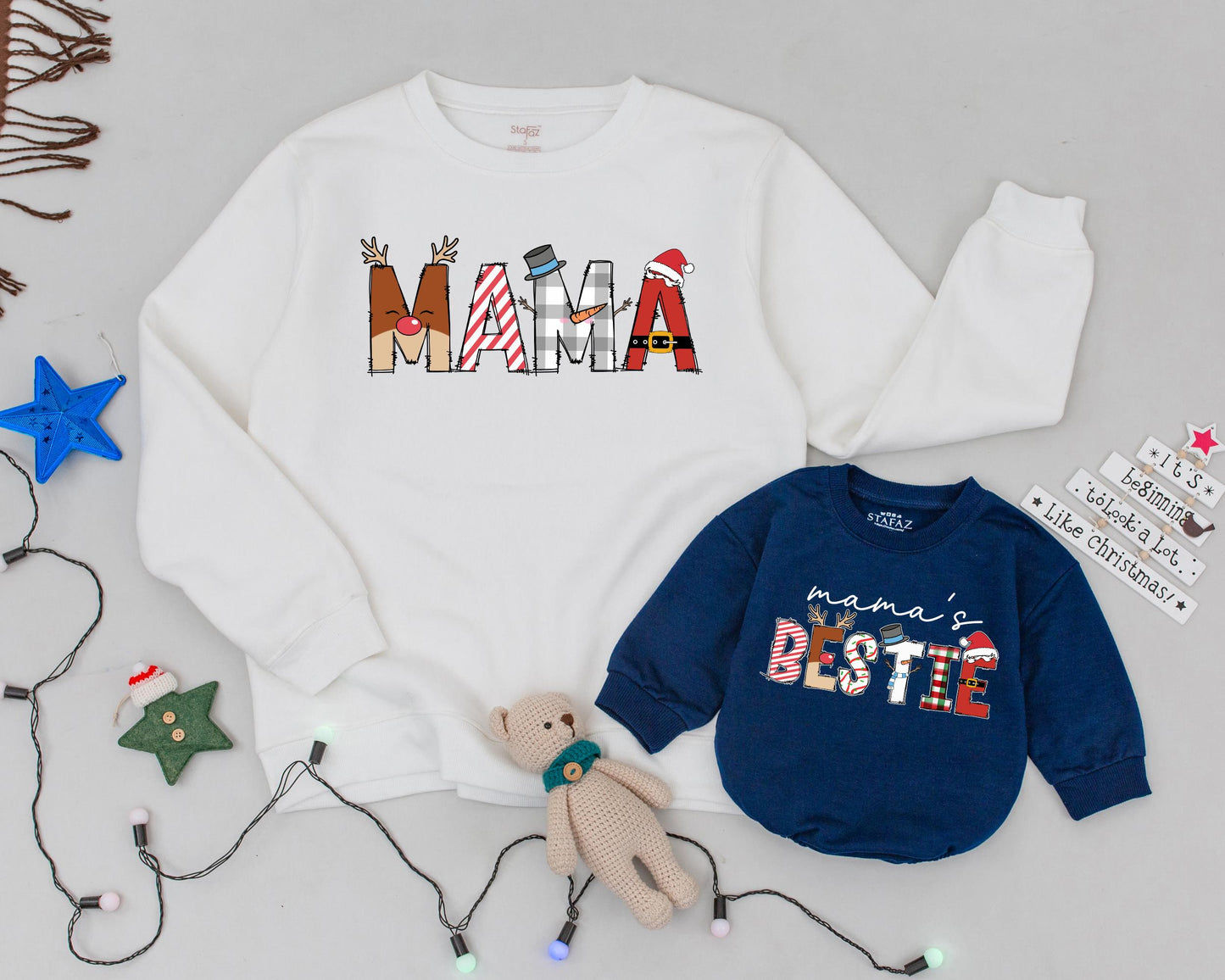 Vintage Christmas Matching Sweaters: Mama & Mini Family Outfit