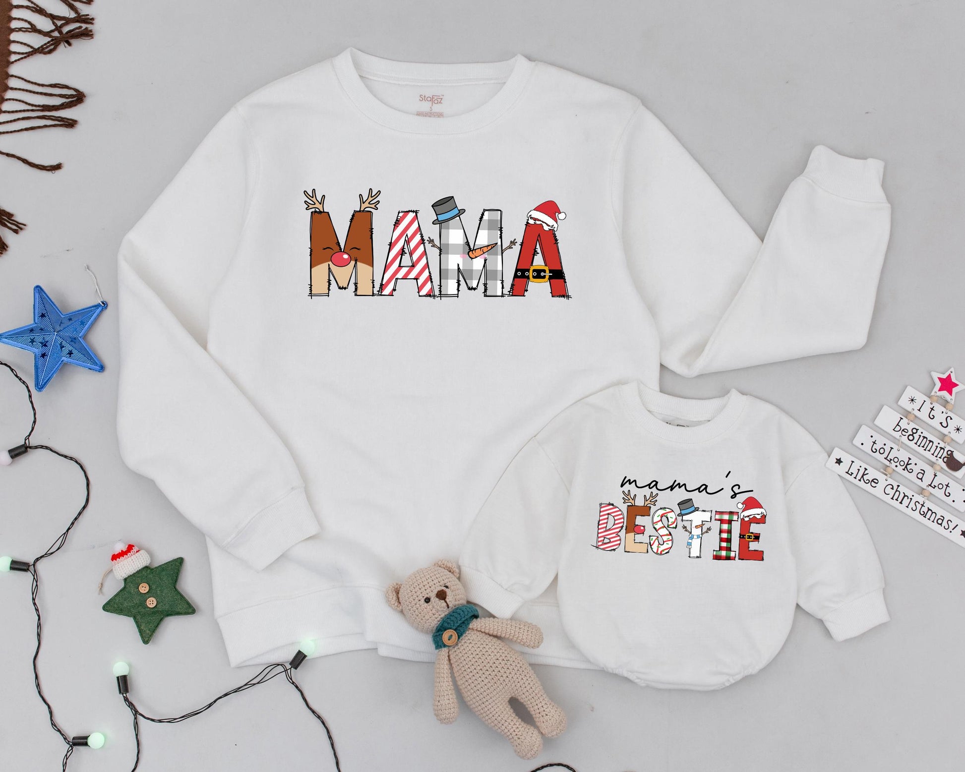 Vintage Christmas Matching Sweaters: Mama & Mini Family Outfit